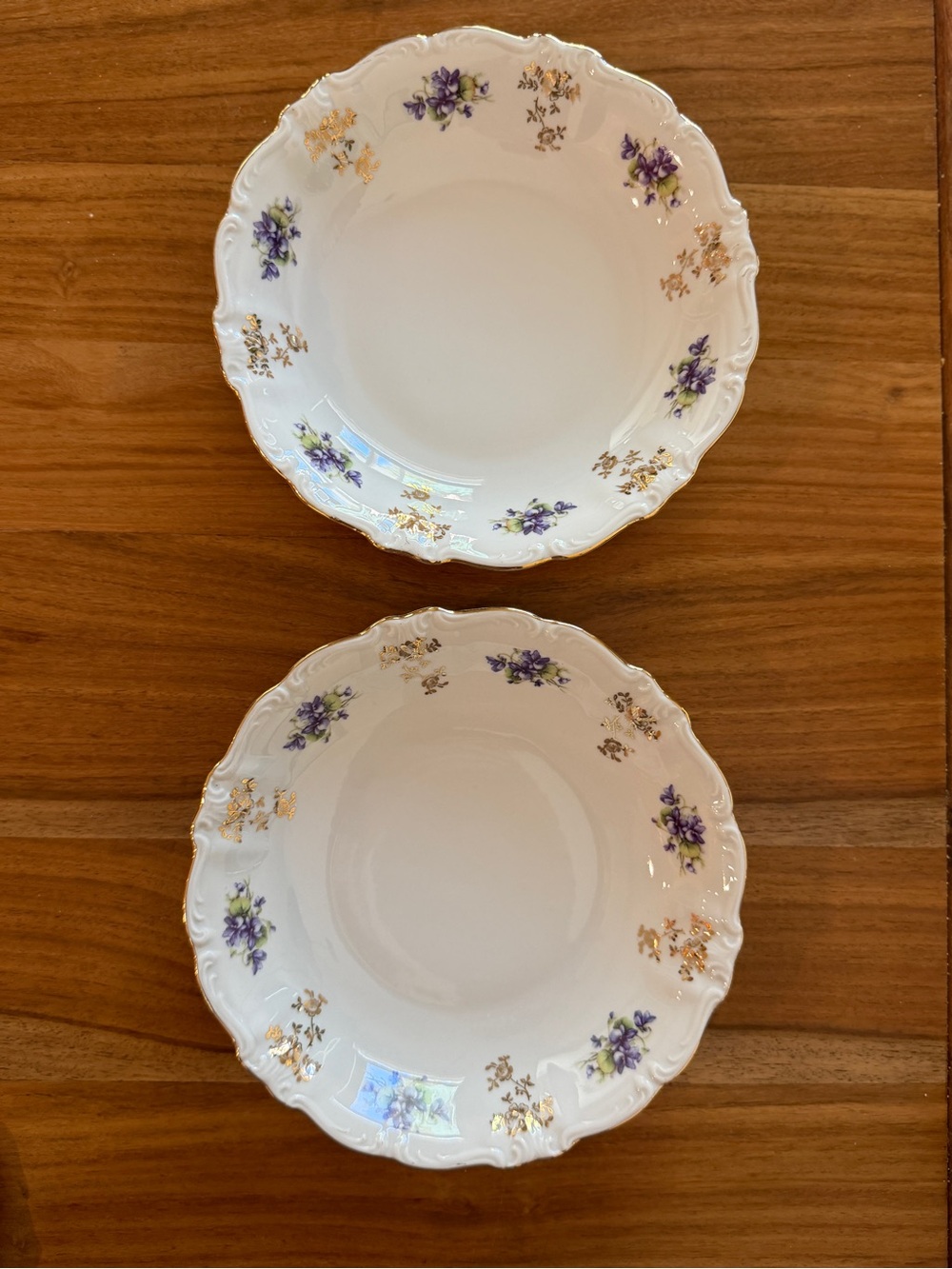 Set of 2 Vintage Winterling Royal Heidelberg Violets Soup Bowls